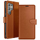 Zanaé Étui Portefeuille pour Galaxy S24 Ultra avec Support et Languette Magnétique Marron - Cet étui portefeuille Zanaé marron pour Galaxy S24 Ultra présente une texture antiglisse et chic