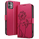 Zanaé Étui Portefeuille pour iPhone 11 Premium Design Fleurs Papillon Rouge Étui au motif pissenlit gravé avec papillon en relief pour une protection esthétique et originale de votre smartphone
