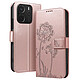 Zanaé Étui Portefeuille pour Redmi Note 14 4G Premium Design Fleurs Papillon Rose champagne Étui au motif pissenlit gravé avec papillon en relief pour une protection esthétique et originale de votre smartphone