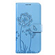 Zanaé Étui Portefeuille pour Galaxy S24 / S25 Premium Design Fleurs Papillon Bleu clair Étui au motif pissenlit gravé avec papillon en relief pour une protection esthétique et originale de votre smartphone