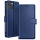 Zanaé Étui Portefeuille pour iPhone 13 Support et Languette Magnétique Bleu nuit - Cet étui protège intégralement l'écran et le dos du smartphone