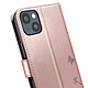 Zanaé Étui Portefeuille pour iPhone 13 / 14 Premium Design Fleurs Papillon Rose champagne pas cher