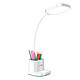 Max excell Lampe LED de Bureau Flexible avec Pot à Crayons Fonction PowerBank Blanc Bras flexible à mémoire de forme permettant d'orienter facilement la lumière dans toutes les directions pour un éclairage précis et confortable selon votre activité