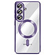 Avizar Coque pour Galaxy S26 MagSafe Souple Antichocs avec Contour Chromé Violet - Cette coque pour Samsung Galaxy S26 présente un dos transparent en silicone avec contour chromé