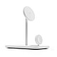 Twelve south Support de Charge Sans Fil Qi2 3-en-1 Modèle HiRise 3 Deluxe Compatible MagSafe Blanc Rechargeant simultanément votre iPhone, vos Apple Watch et vos AirPods grâce à ses trois zones de charge