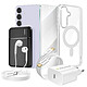 Mayaxess Pack Complet pour Galaxy S25 FE Coque, Verre, Chargeur, Batterie Externe, Écouteurs (6 pièces) Transparent Ce pack d'accessoires réunit tous les éléments essentiels pour protéger, recharger et utiliser votre Galaxy S25 FE au quotidien