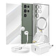Mayaxess Pack Essentiel pour Galaxy S23 Ultra Coque, Film, Chargeur, Écouteurs (5 pièces) Argent Ce pack d'accessoires réunit tous les éléments essentiels pour protéger, recharger et utiliser votre Galaxy S23 Ultra au quotidien