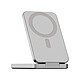LNQ Powerbank Magnétique 3-en-1 8000mAh avec Support Pliable et Port USB-C PD 20W Argent Cette batterie externe magnétique 8000mAh recharge simultanément un smartphone, une Apple Watch et des écouteurs via trois zones de charge dédiées