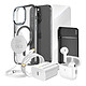 Mayaxess Pack Elite pour iPhone 15 Pro Coque, Verre, Chargeur, Batterie Externe, Magsafe, Écouteurs Bluetooth (7 pièces) Noir - Ce coffret d'accessoires regroupe tous les essentiels pour protéger, recharger et utiliser votre iPhone 15 Pro dans les meilleures conditions