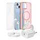 Mayaxess Pack Essentiel pour iPhone 14 Coque, Verre, Chargeur, Écouteurs (5 pièces) Rose - Ce pack d'accessoires réunit tous les éléments essentiels pour protéger, recharger et utiliser votre iPhone 14 au quotidien