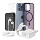 Mayaxess Pack Complet pour  iPhone 15 Pro Max Coque, Verre, Chargeur, Batterie externe, écouteurs (6 pièces) Violet - Ce coffret d'accessoires regroupe tous les essentiels pour protéger, recharger et utiliser votre iPhone 15 Pro Max au quotidien