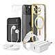 Mayaxess Pack Complet pour  iPhone 16 Pro Max Coque, Verre, Chargeur, Batterie externe, écouteurs (6 pièces) Dorée - Ce coffret d'accessoires regroupe tous les essentiels pour protéger, recharger et utiliser votre iPhone 16 Pro Max au quotidien