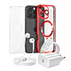 Mayaxess Pack Essentiel pour iPhone 16 Pro Max Coque, Verre, Chargeur, Écouteurs (5 pièces) Rouge Ce pack d'accessoires réunit tous les éléments essentiels pour protéger, recharger et utiliser votre iPhone 16 Pro Max au quotidien