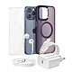 Mayaxess Pack Essentiel pour iPhone 15 Pro Max Coque, Verre, Chargeur, Écouteurs (5 pièces) Violet Ce pack d'accessoires réunit tous les éléments essentiels pour protéger, recharger et utiliser votre iPhone 15 Pro Max au quotidien