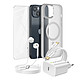 Mayaxess Pack Essentiel pour iPhone 14 Coque, Verre, Chargeur, Écouteurs (5 pièces) Gris Ce pack d'accessoires réunit tous les éléments essentiels pour protéger, recharger et utiliser votre iPhone 14 au quotidien