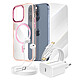 Mayaxess Pack Essentiel pour iPhone 15 Pro Coque, Verre, Chargeur, Écouteurs (5 pièces) Rose champagne - Ce pack d'accessoires réunit tous les éléments essentiels pour protéger, recharger et utiliser votre iPhone 15 Pro au quotidien