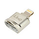 LinQ Lecteur Carte Micro-SD / TF vers Lightning Transfert Rapide Compact Argent Un lecteur de carte micro-SD / TF vers Lightning, conçu par la marque LinQ