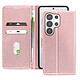 Avizar Étui Portefeuille pour Galaxy S26 Ultra Série Chesterfield Grainé Fonction Stand Rose - Cet étui portefeuille rose pour Galaxy S26 Ultra adopte une finition Chesterfield à surface grainée, au rendu sobre et raffiné