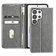 Avizar Étui Portefeuille pour Galaxy S26 Ultra Série Chesterfield Grainé Fonction Stand Gris - Cet étui portefeuille gris pour Galaxy S26 Ultra adopte une finition Chesterfield à surface grainée, au rendu sobre et raffiné