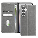 Avizar Étui Portefeuille pour Galaxy S26 Plus Série Chesterfield Grainé Fonction Stand Gris - Cet étui portefeuille gris pour Galaxy S26 Plus adopte une finition Chesterfield à surface grainée, au rendu sobre et raffiné