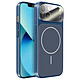 Avizar Coque pour iPhone 13 Compatible MagSafe Finition AG Glass Mate Bleu nuit - Structure hybride avec contour en silicone absorbant efficacement les chocs et les chutes du quotidien