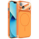 Avizar Coque pour iPhone 13 Compatible MagSafe Finition AG Glass Mate Orange Structure hybride avec contour en silicone absorbant efficacement les chocs et les chutes du quotidien