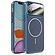 Avizar Coque pour iPhone 11 Compatible MagSafe Finition AG Glass Mate Bleu nuit - Structure hybride avec contour en silicone absorbant efficacement les chocs et les chutes du quotidien