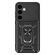 Mayaxess Coque pour Galaxy S25 FE avec Cache Caméra Coulissante et Bague Magnétique Noir Conception hybride, assurant une absorption optimale des chocs du quotidien