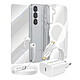 Mayaxess Pack Essentiel pour Galaxy S25 Coque, Verre, Chargeur, Écouteurs (5 pièces) Transparent - Ce pack d'accessoires se compose de tous les éléments essentiels pour protéger, recharger et utiliser votre Galaxy S25 au quotidien