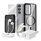 Mayaxess Pack Complet pour Galaxy S25 Coque, Verre, Chargeur, Batterie Externe, Écouteurs (6 pièces) Noir - Ce coffret d'accessoires réunit les éléments indispensables à la protection, à la recharge et à l'utilisation quotidienne du Galaxy S25