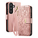 Avizar Étui Portefeuille pour Galaxy A37 Motif Floral avec Poche Zippée Intégré Rose Fonction portefeuille complète avec plusieurs emplacements pour cartes, billets, permettant de regrouper smartphone et essentiels du quotidien en un seul accessoire