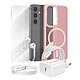 Mayaxess Pack Essentiel pour Galaxy S24 Coque, Verre, Chargeur, Écouteurs (5 pièces) Rose Ce pack d'accessoires se compose de tous les éléments essentiels pour protéger, recharger et utiliser votre Galaxy S24 au quotidien