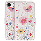 Avizar Étui Portefeuille pour iPhone 17e Motif Fleurs avec Support et Dragonne Blanc Étui folio portefeuille avec rangements pour cartes et billets