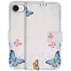 Avizar Étui Portefeuille pour iPhone 17e Motif Papillons avec Support et Dragonne Blanc Étui folio portefeuille avec rangements pour cartes et billets