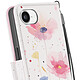 Acheter Avizar Étui Portefeuille pour iPhone 17e Motif Fleurs avec Support et Dragonne Blanc