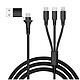 Akashi Câble de Charge 5-en-1 USB et USB-C vers USB-C Micro USB Lightning Noir Câble de charge 5 en 1 de la marque Akashi pratique pour ne plus chercher le bon câble
