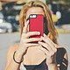 akashi Coque iPhone 8+, 7+, 6+, 6S+ Protection Rigide Cuir Véritable Akashi Rouge pas cher