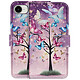Avizar Étui Portefeuille pour iPhone 17e Motif Arbre de Papillon avec Support et Dragonne Violet Étui folio portefeuille avec rangements pour cartes et billets