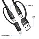 Acheter Akashi Câble 4 en 1 USB-C et USB vers USB-C et Lightning Charge 20W 1m Noir