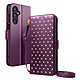 Avizar Étui pour Galaxy A16 / A26 / A17 Anti-RFID avec Bandoulière et Dragonne Violet - Étui portefeuille élégant permettant de protéger le smartphone avec style au quotidien