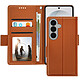 Avizar Étui Portefeuille pour Galaxy S26 Effet Cuir Cousu avec Dragonne Marron - Étui portefeuille Samsung Galaxy S26 en éco-cuir cousu avec coque silicone gel pour une protection complète