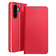 Avizar Étui Folio pour Galaxy A57 Effet Carbone Cadre Métallisé avec Porte-cartes Rouge - Cet étui folio rouge protège votre Samsung Galaxy A57 grâce à un cadre métallisé rigide et une coque interne en silicone souple absorbant les chocs