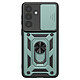 Avizar Coque pour Galaxy S26 Plus avec Bague Support et Cache Caméra Coulissant Vert Protection renforcée certifiée MIL-STD-810G contre chocs et chutes