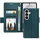 Avizar Étui Portefeuille pour Galaxy S26 Effet Cuir Cousu avec Dragonne Vert - Étui portefeuille Samsung Galaxy S26 en éco-cuir cousu avec coque silicone gel pour une protection complète