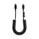 Native Union Câble USB-C vers USB-C 60W Spiralé 1.2m Série POP Charge Rapide Noir Design spiralé extensible permettant un gain de place optimal tout en offrant une longueur adaptable jusqu'à 1,2 m pour plus de confort d'utilisation