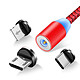 Avizar Câble USB vers Lightning, USB-C et Micro-USB Charge 2.4A 1m - Rouge Câble 3-en-1 compatible avec tous les appareils dotés d'une connectique USB Type C, Lightning ou micro-USB.