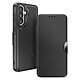 Avizar Étui Folio pour Galaxy A57 Finition Carbone avec Porte-carte Noir Coque intérieure renforcée avec structure amortissante en nid d'abeille pour une protection antichoc optimale