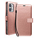 Mayaxess Étui Portefeuille pour Honor 600 Lite avec Dragonne et Fonction Support Rose champagne - Étui effet cuir élégant avec multiples rangements cartes et billets
