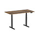 KIMEX 150-2615K6W Bureau motorisé assis-debout 150x75cm, Plateau brun rustique à bords arrondis/Pied noir
