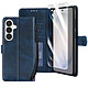 Enkay Étui Portefeuille pour Galaxy S26 avec Verre Trempé et Dragonne Bleu nuit Étui portefeuille Galaxy S26 avec rabat protecteur, coque souple et fermeture magnétique